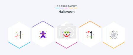 Illustration for Halloween 25 Flat icon pack including spider. holiday. emoticons. halloween. axe - Royalty Free Image