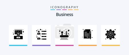 Téléchargez les illustrations : Business Glyph 5 Icon Pack Including productivity. excellency. competencies. efficiency. contract. Creative Icons Design - en licence libre de droit