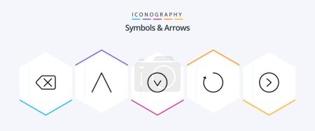 Téléchargez les illustrations : Symbols and Arrows 25 Line icon pack including . . down. right. arrow - en licence libre de droit