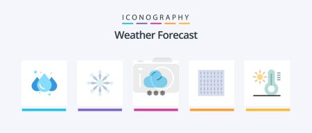 Ilustración de Weather Flat 5 Icon Pack Including . temperature. snow. sun. weather. Creative Icons Design - Imagen libre de derechos
