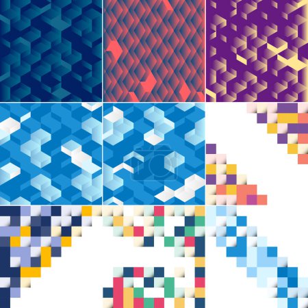 Ilustración de Seamless pattern of colorful blocks with shadow eps10 vector format - Imagen libre de derechos