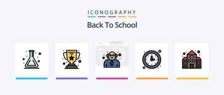 Illustration for Back To School Line Filled 5 Icon Pack Including education. study. back to school. school. learn. Creative Icons Design - Royalty Free Image