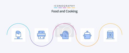 Téléchargez les illustrations : Food Blue 5 Icon Pack Including kitchen. drink. drink. cooking. glove - en licence libre de droit