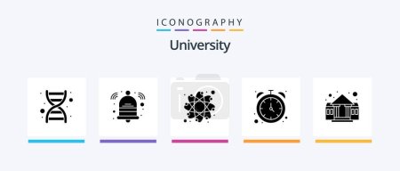 Téléchargez les illustrations : University Glyph 5 Icon Pack Including college. deadline. education. time. stop. Creative Icons Design - en licence libre de droit