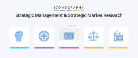 Illustration for Strategic Management And Strategic Market Research Blue 5 Icon Pack Including . loss. position. law. file. Creative Icons Design - Royalty Free Image