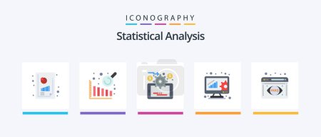 Illustration for Statistical Analysis Flat 5 Icon Pack Including . data visualization. online evaluation. data analysis. online evaluation. Creative Icons Design - Royalty Free Image