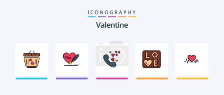 Téléchargez les illustrations : Valentine Line Filled 5 Icon Pack Including hearts. love. shats. day. valentine. Creative Icons Design - en licence libre de droit