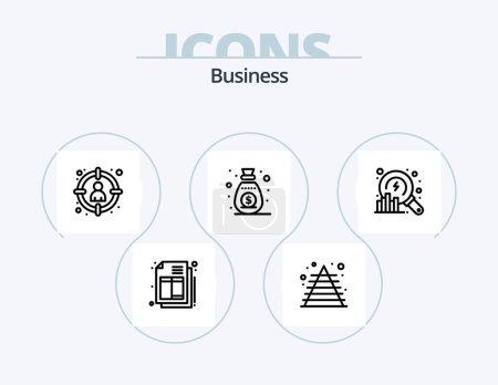 Ilustración de Business Line Icon Pack 5 Icon Design. annual. funding. assets. donation. protection - Imagen libre de derechos