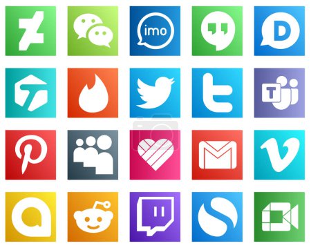 Ilustración de 20 High Resolution Social Media Icons such as likee. pinterest. disqus and tweet icons. Modern and professional - Imagen libre de derechos