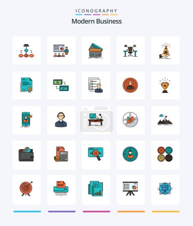 Illustration for Creative Modern Business 25 Line FIlled icon pack  Such As credit card. business. analytics. creditcard. people - Royalty Free Image