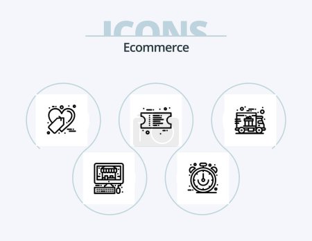 Ilustración de Ecommerce Line Icon Pack 5 Icon Design. ecommerce. bill. gift delivery. buy. ecommerce - Imagen libre de derechos