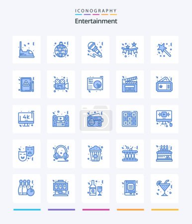 Téléchargez les illustrations : Creative Entertainment 25 Blue icon pack  Such As celebration. confetti. lamp. instrument. sound - en licence libre de droit