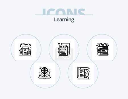 Illustration for Learning Line Icon Pack 5 Icon Design. physics formula. board. degree. formula. board - Royalty Free Image