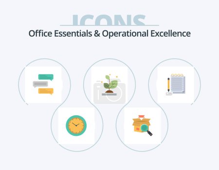 Illustration for Office Essentials And Operational Exellence Flat Icon Pack 5 Icon Design. notepad. growth. chat. grow. talks - Royalty Free Image