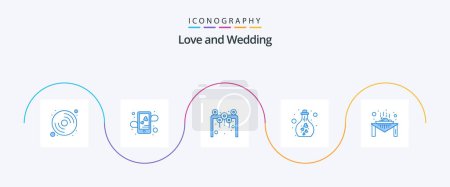 Illustration for Wedding Blue 5 Icon Pack Including dining. research. arch. lab. drink - Royalty Free Image