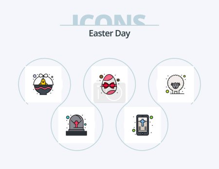 Illustration for Easter Line Filled Icon Pack 5 Icon Design. easter. nature. flag. easter. buds - Royalty Free Image