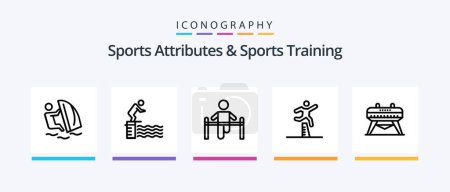 Illustration for Sports Atributes And Sports Training Line 5 Icon Pack Including skate. skiing. sticks. ski. stretching. Creative Icons Design - Royalty Free Image
