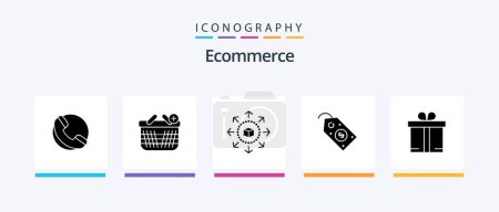 Ilustración de Ecommerce Glyph 5 Icon Pack Including shopping. gift. eshop. tag. label. Creative Icons Design - Imagen libre de derechos