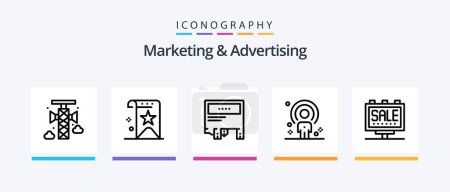 Ilustración de Marketing And Advertising Line 5 Icon Pack Including marketing. advertising. pay. shot. hands. Creative Icons Design - Imagen libre de derechos