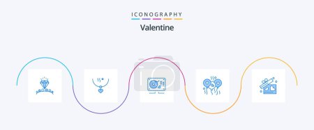Illustration for Valentine Blue 5 Icon Pack Including gift. heart. wedding. love. wedding - Royalty Free Image