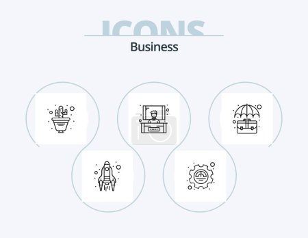 Ilustración de Business Line Icon Pack 5 Icon Design. chat. insurance. efficiency. case. bag - Imagen libre de derechos