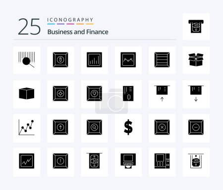 Illustration for Finance 25 Solid Glyph icon pack including product. box. graph. product. box - Royalty Free Image