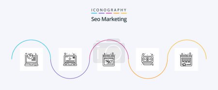 Illustration for Seo Marketing Line 5 Icon Pack Including marketing. bookmark. arrow. money. banking - Royalty Free Image