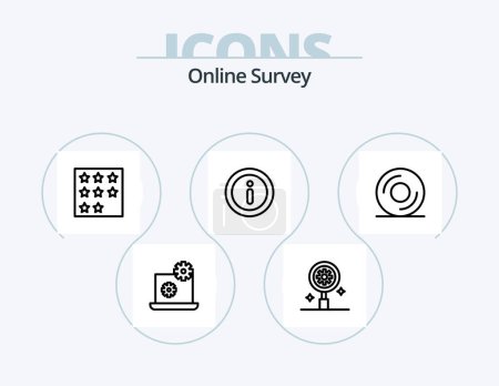 Ilustración de Online Survey Line Icon Pack 5 Icon Design. . mail. watch. business. menu - Imagen libre de derechos