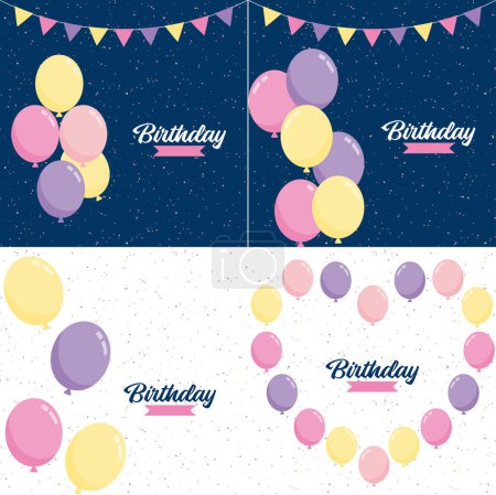 Ilustración de Happy Birthday design with a realistic cake illustration and confetti - Imagen libre de derechos