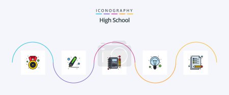 Illustration for High School Line Filled Flat 5 Icon Pack Including lecture. light. moleskin. ideas. education - Royalty Free Image