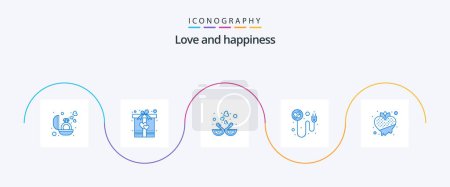 Illustration for Love Blue 5 Icon Pack Including food. recharge. animal. plug. kissing - Royalty Free Image