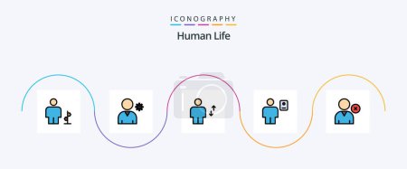Illustration for Human Line Filled Flat 5 Icon Pack Including profile. description. avatar. body. move - Royalty Free Image