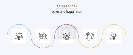 Illustration for Love Line 5 Icon Pack Including bulb. recharge. fragrance. plug. gift - Royalty Free Image