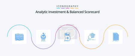 Ilustración de Analytic Investment And Balanced Scorecard Blue 5 Icon Pack Including magnifier. global. plant. responsive. relationship - Imagen libre de derechos