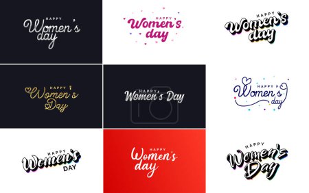 Téléchargez les illustrations : International Women's Day vector hand-written typography background - en licence libre de droit