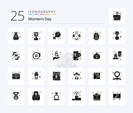 Illustration for Womens Day 25 Solid Glyph icon pack including tea. day. feminism. coffee. happy - Royalty Free Image