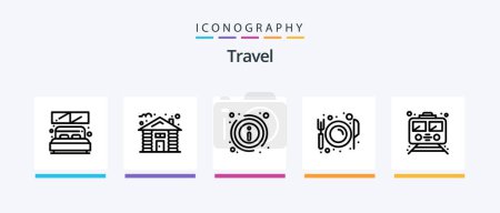 Téléchargez les illustrations : Travel Line 5 Icon Pack Including journey. flying. travel. balloon. transport. Creative Icons Design - en licence libre de droit