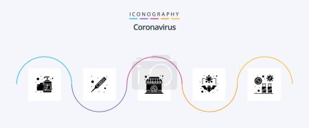 Téléchargez les illustrations : Coronavirus Glyph 5 Icon Pack Including infection. flu. closed. coronavirus. bat - en licence libre de droit