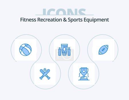 Illustration for Fitness Recreation And Sports Equipment Blue Icon Pack 5 Icon Design. ball. healthcare. ball. medical. sport - Royalty Free Image
