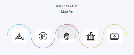 Téléchargez les illustrations : Map Pin Line 5 Icon Pack Including . palm. care. bag - en licence libre de droit
