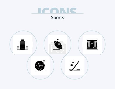 Illustration for Sports Glyph Icon Pack 5 Icon Design. sport. ball. ice hockey. rugby. cold - Royalty Free Image