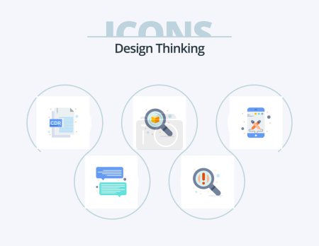 Téléchargez les illustrations : Design Thinking Flat Icon Pack 5 Icon Design. smart phone. design. corel. zoom. search - en licence libre de droit