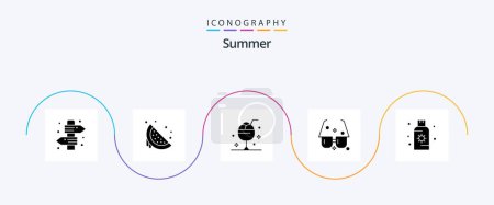Illustration for Summer Glyph 5 Icon Pack Including summer. eyeglasses. sweet. summer. glass - Royalty Free Image