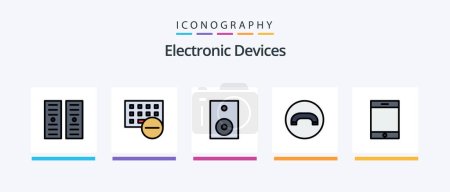 Ilustración de Devices Line Filled 5 Icon Pack Including electronics. technology. hardware. player. devices. Creative Icons Design - Imagen libre de derechos