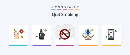 Téléchargez les illustrations : Quit Smoking Line Filled 5 Icon Pack Including quit smoking. treatment. ashtray. report. smoking. Creative Icons Design - en licence libre de droit