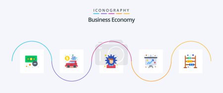 Téléchargez les illustrations : Economy Flat 5 Icon Pack Including economy. abacus. economy. strategy. economy - en licence libre de droit