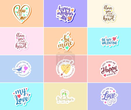 Illustration for Flowers and Love: Valentine's Day Graphics Stickers - Royalty Free Image