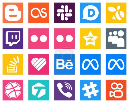 Téléchargez les illustrations : 20 Elegant Social Media Icons such as likee; stock; yahoo; question and myspace icons. Fully customizable and high quality - en licence libre de droit