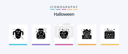 Illustration for Halloween Glyph 5 Icon Pack Including calendar. holiday. apple. halloween. castle. Creative Icons Design - Royalty Free Image