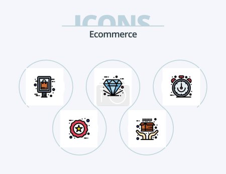 Téléchargez les illustrations : Ecommerce Line Filled Icon Pack 5 Icon Design. ecommerce. premium. gift. good. best - en licence libre de droit